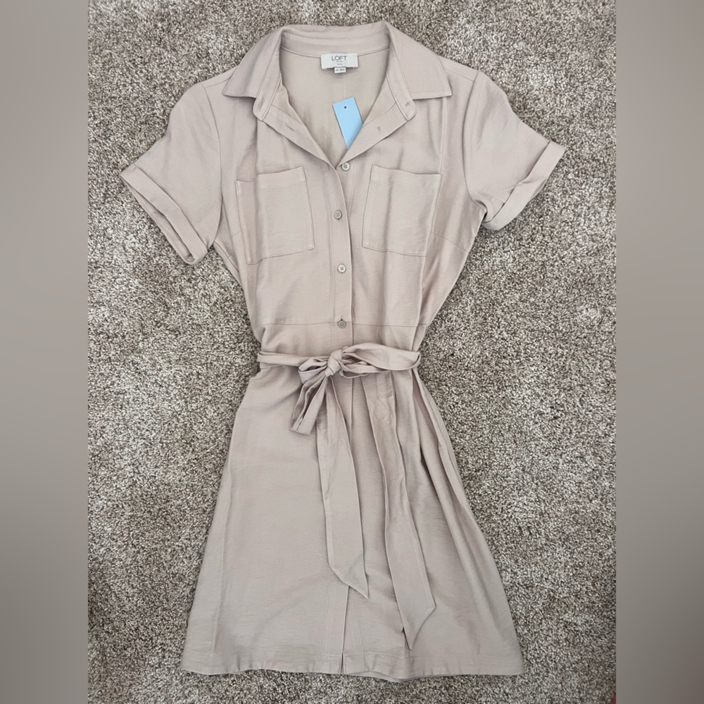 LOFT Tan linen dress